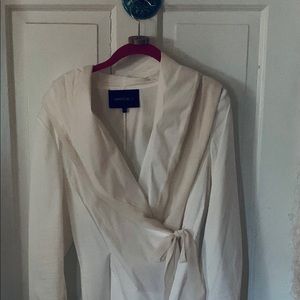Lafayette 148 white wrap blouse
